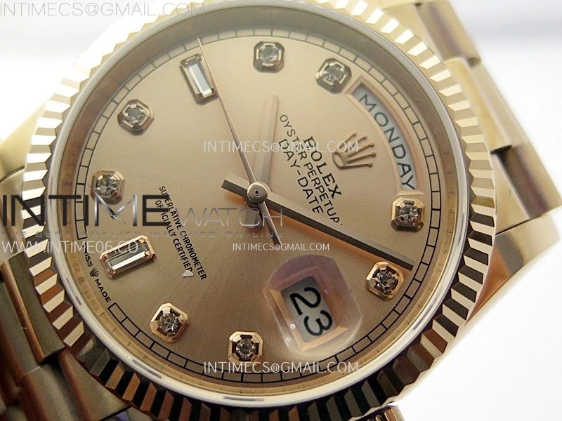Day Date 36mm Gain Weight RG tungsten APSF 1:1 Best Edition Rose Gold Dial Diamond Markers on SS President Bracelet A3255