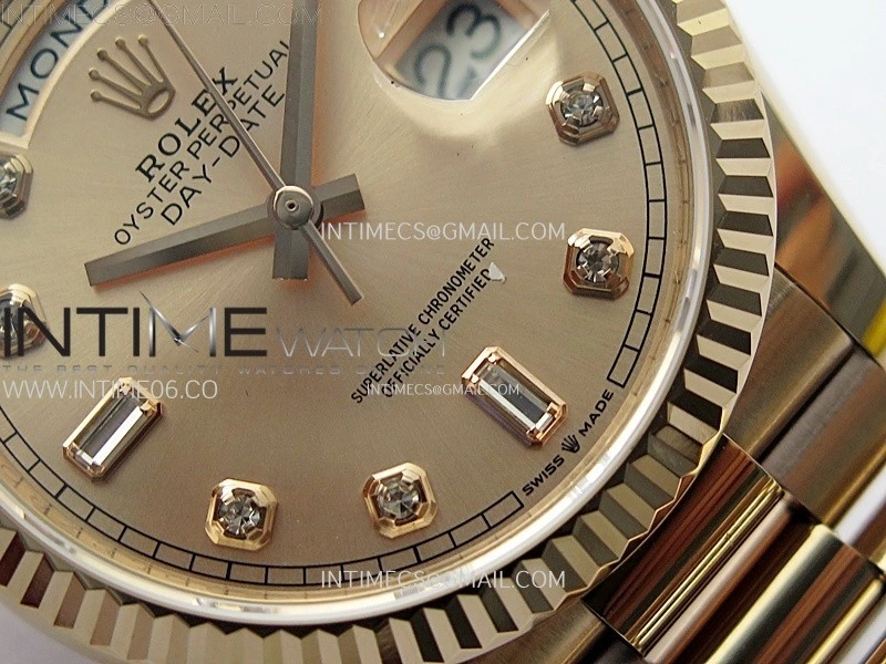 Day Date 36mm Gain Weight RG tungsten APSF 1:1 Best Edition Rose Gold Dial Diamond Markers on SS President Bracelet A3255
