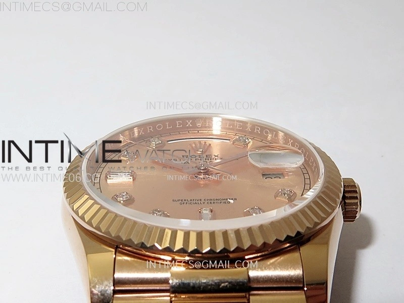 Day Date 36mm Gain Weight RG tungsten APSF 1:1 Best Edition Rose Gold Dial Diamond Markers on SS President Bracelet A3255
