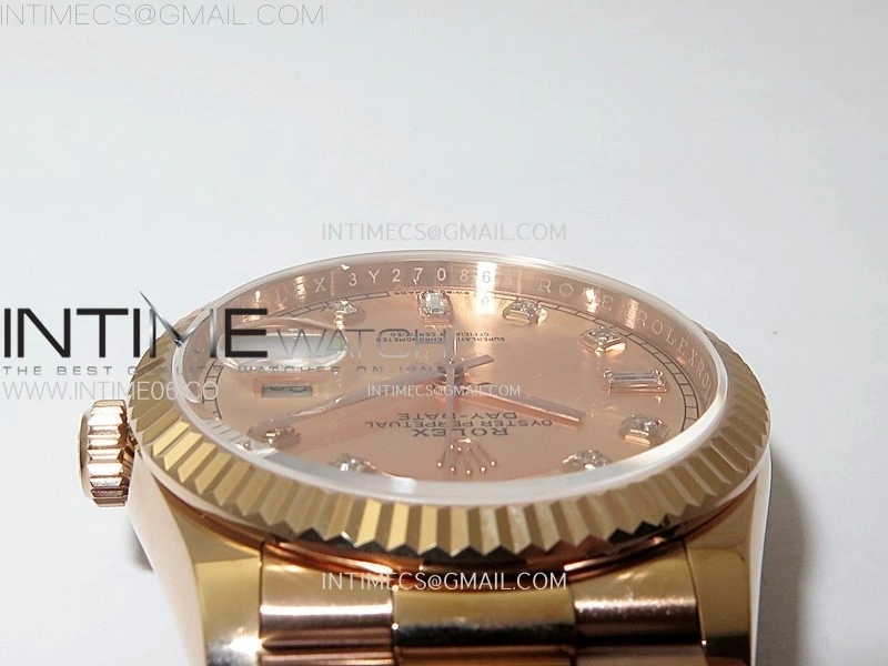 Day Date 36mm Gain Weight RG tungsten APSF 1:1 Best Edition Rose Gold Dial Diamond Markers on SS President Bracelet A3255