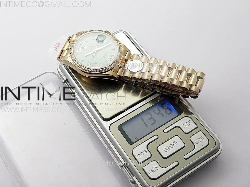 Day Date 36mm Gain Weight RG tungsten APSF 1:1 Best Edition Rose Gold Dial Diamond Markers on SS President Bracelet A3255