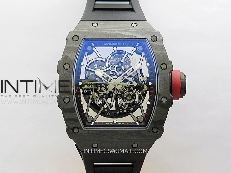 RM035-02 Real Black NTPT APSF 1:1 Best Edition Skeleton Dial On Black Rubber Strap Dandong Super Clone RMAL1
