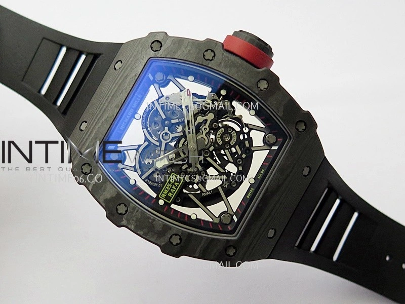 RM035-02 Real Black NTPT APSF 1:1 Best Edition Skeleton Dial On Black Rubber Strap Dandong Super Clone RMAL1