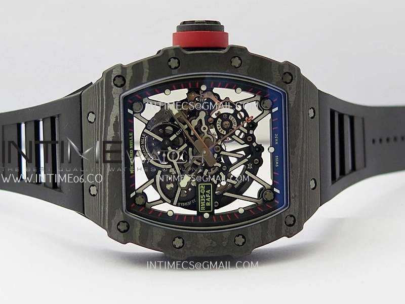 RM035-02 Real Black NTPT APSF 1:1 Best Edition Skeleton Dial On Black Rubber Strap Dandong Super Clone RMAL1