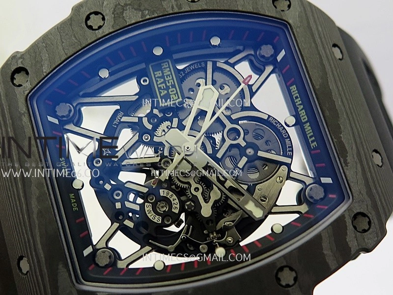 RM035-02 Real Black NTPT APSF 1:1 Best Edition Skeleton Dial On Black Rubber Strap Dandong Super Clone RMAL1
