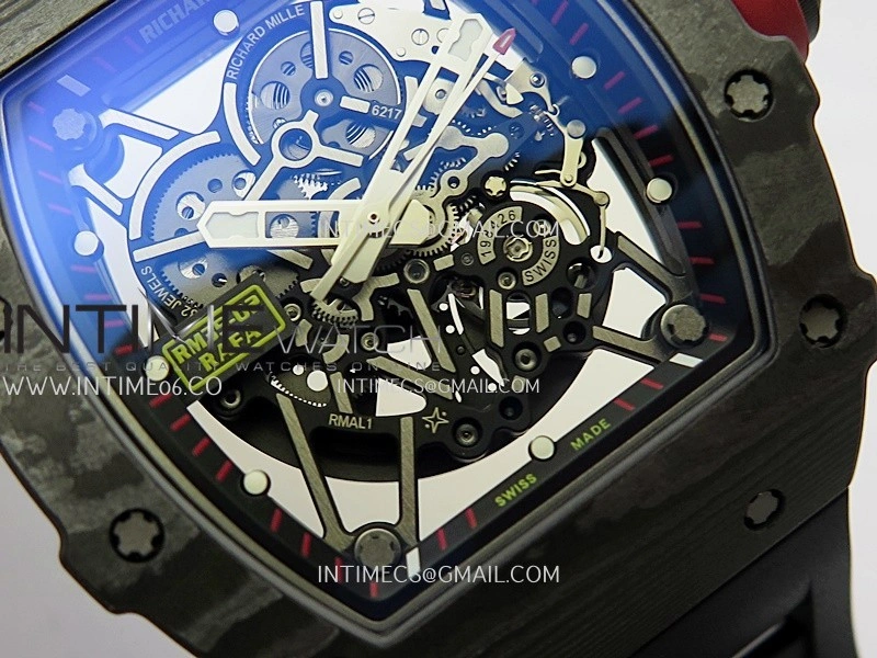 RM035-02 Real Black NTPT APSF 1:1 Best Edition Skeleton Dial On Black Rubber Strap Dandong Super Clone RMAL1