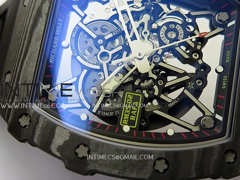 RM035-02 Real Black NTPT APSF 1:1 Best Edition Skeleton Dial On Black Rubber Strap Dandong Super Clone RMAL1