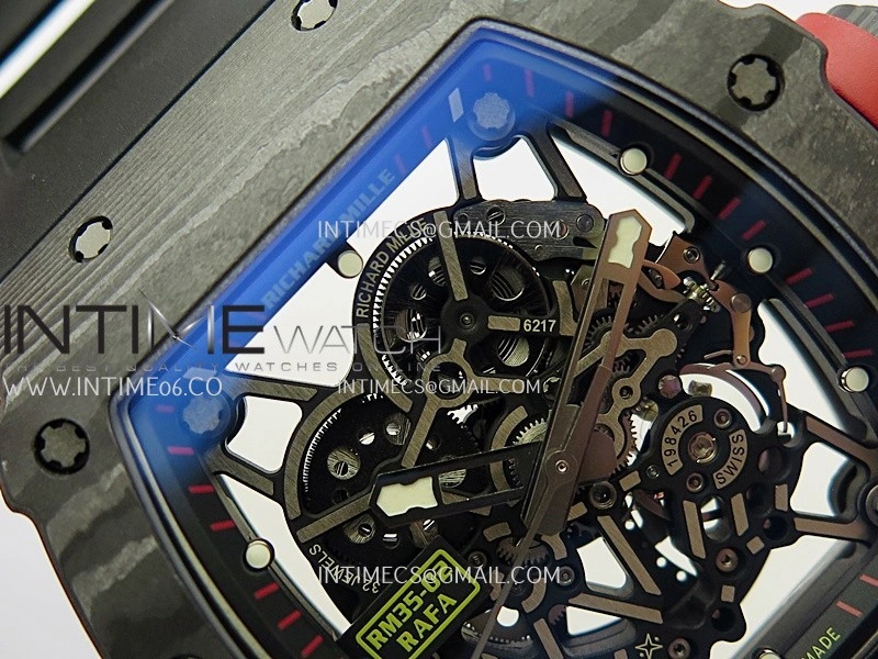 RM035-02 Real Black NTPT APSF 1:1 Best Edition Skeleton Dial On Black Rubber Strap Dandong Super Clone RMAL1