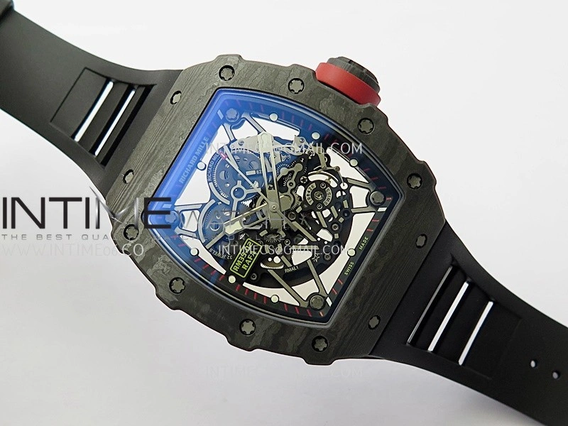 RM035-02 Real Black NTPT APSF 1:1 Best Edition Skeleton Dial On Black Rubber Strap Dandong Super Clone RMAL1