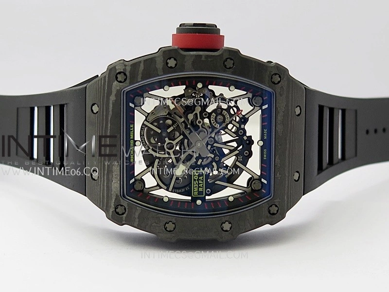 RM035-02 Real Black NTPT APSF 1:1 Best Edition Skeleton Dial On Black Rubber Strap Dandong Super Clone RMAL1