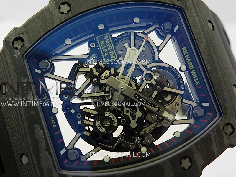 RM035-02 Real Black NTPT APSF 1:1 Best Edition Skeleton Dial On Black Rubber Strap Dandong Super Clone RMAL1