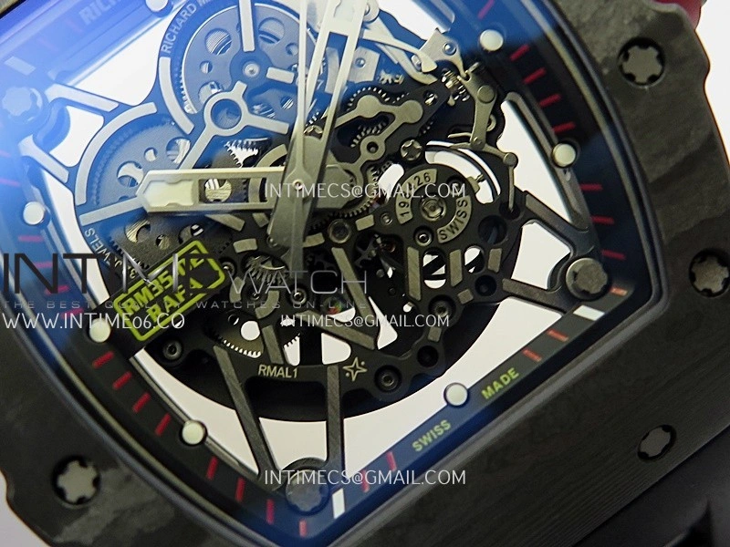 RM035-02 Real Black NTPT APSF 1:1 Best Edition Skeleton Dial On Black Rubber Strap Dandong Super Clone RMAL1
