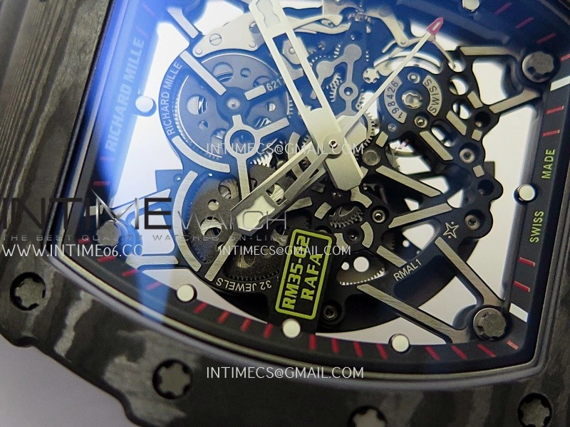 RM035-02 Real Black NTPT APSF 1:1 Best Edition Skeleton Dial On Black Rubber Strap Dandong Super Clone RMAL1