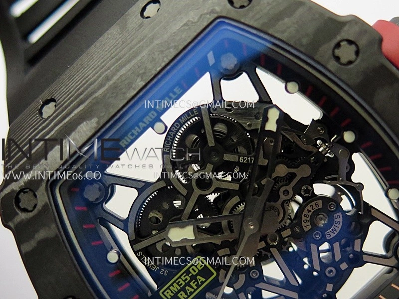 RM035-02 Real Black NTPT APSF 1:1 Best Edition Skeleton Dial On Black Rubber Strap Dandong Super Clone RMAL1