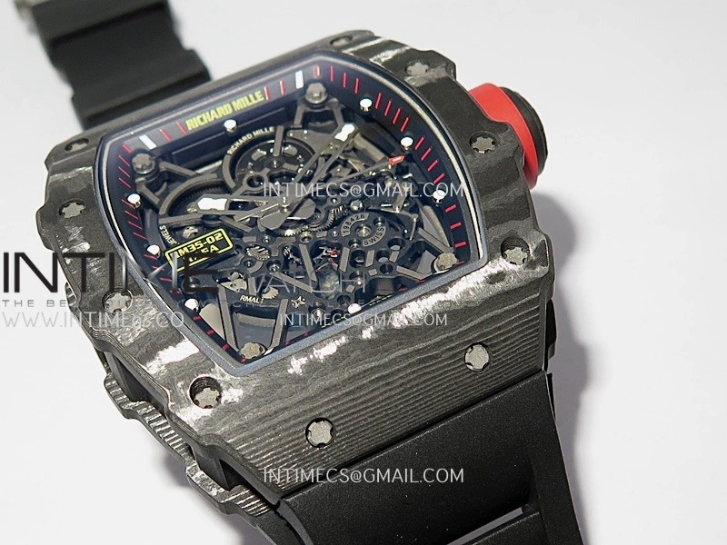 RM035-02 Real Black NTPT APSF 1:1 Best Edition Skeleton Dial On Black Rubber Strap Dandong Super Clone RMAL1