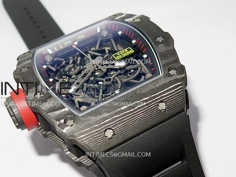 RM035-02 Real Black NTPT APSF 1:1 Best Edition Skeleton Dial On Black Rubber Strap Dandong Super Clone RMAL1
