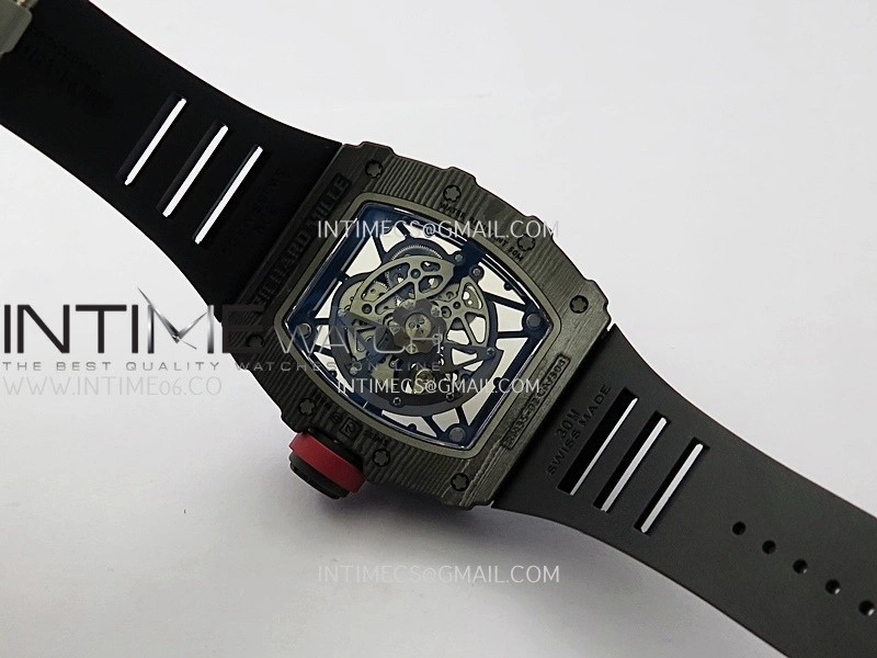 RM035-02 Real Black NTPT APSF 1:1 Best Edition Skeleton Dial On Black Rubber Strap Dandong Super Clone RMAL1