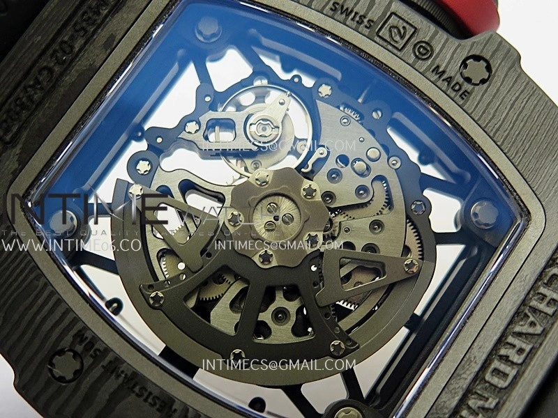 RM035-02 Real Black NTPT APSF 1:1 Best Edition Skeleton Dial On Black Rubber Strap Dandong Super Clone RMAL1
