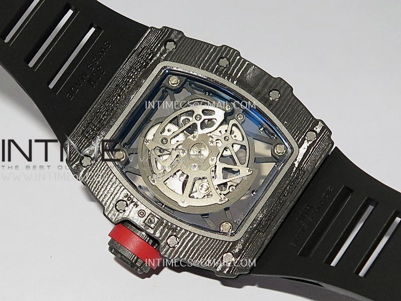 RM035-02 Real Black NTPT APSF 1:1 Best Edition Skeleton Dial On Black Rubber Strap Dandong Super Clone RMAL1