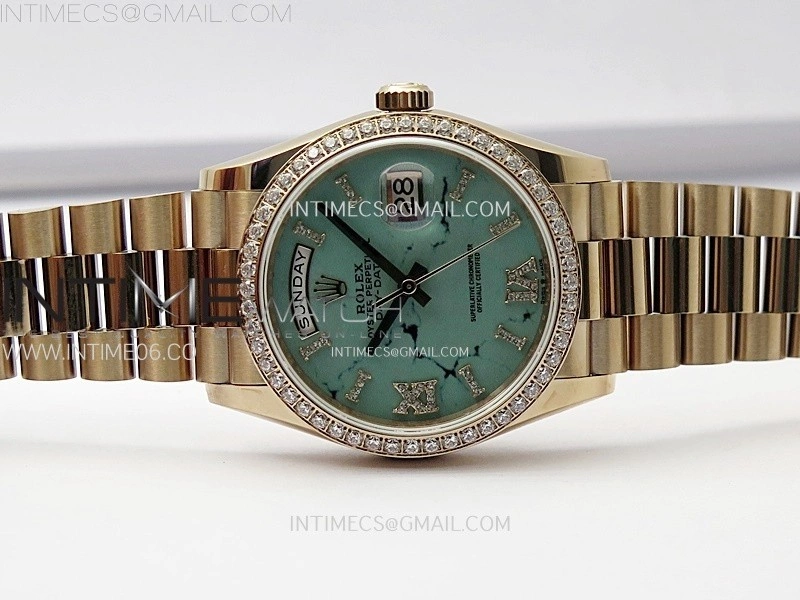 Day Date 36mm Gain Weight RG tungsten APSF 1:1 Best Edition Turquoise Dial Diamond Markers on SS President Bracelet A3255