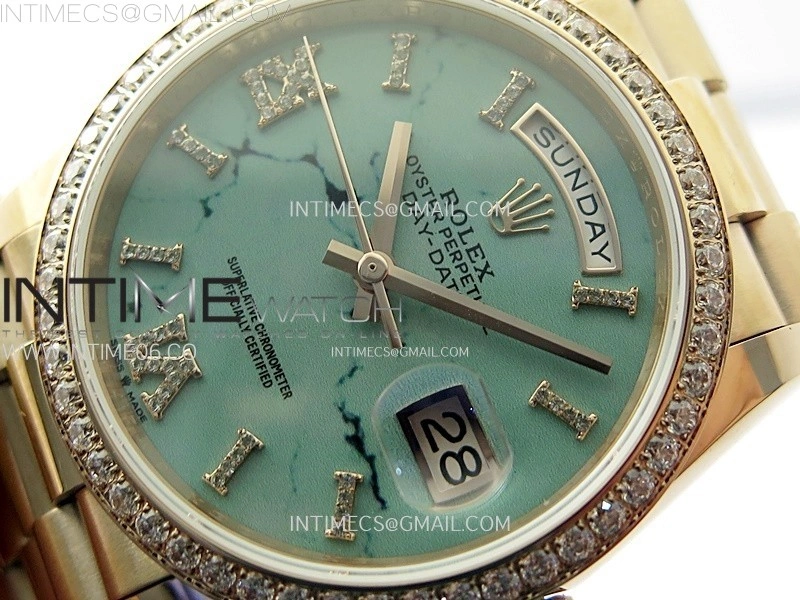 Day Date 36mm Gain Weight RG tungsten APSF 1:1 Best Edition Turquoise Dial Diamond Markers on SS President Bracelet A3255