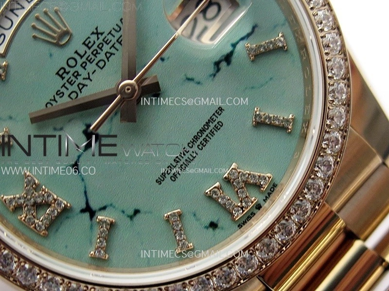 Day Date 36mm Gain Weight RG tungsten APSF 1:1 Best Edition Turquoise Dial Diamond Markers on SS President Bracelet A3255