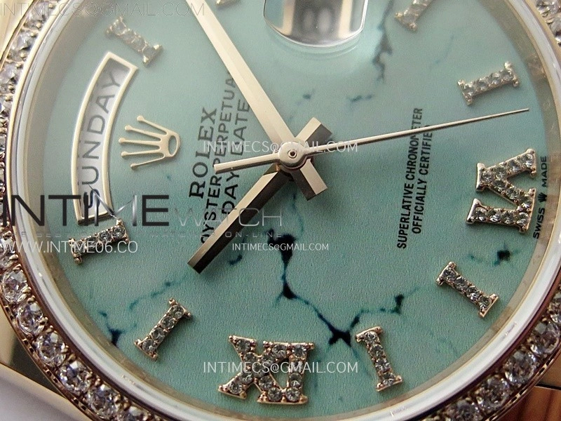 Day Date 36mm Gain Weight RG tungsten APSF 1:1 Best Edition Turquoise Dial Diamond Markers on SS President Bracelet A3255
