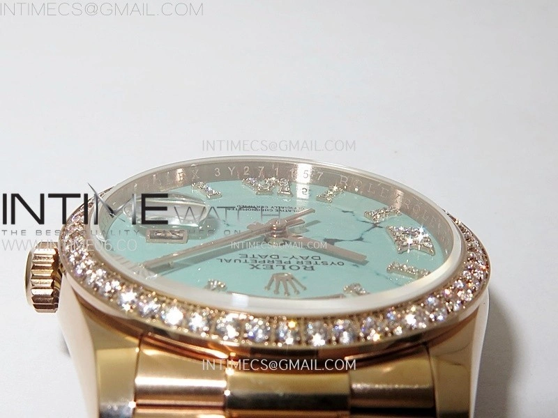Day Date 36mm Gain Weight RG tungsten APSF 1:1 Best Edition Turquoise Dial Diamond Markers on SS President Bracelet A3255