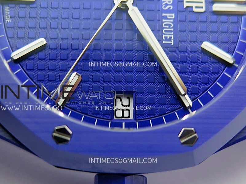 Royal Oak 15500 Blue Ceramic APSF 1:1 Best Edition Vibrant Blue Dial On Blue Ceramic Bracelet SA4302 Super Clone
