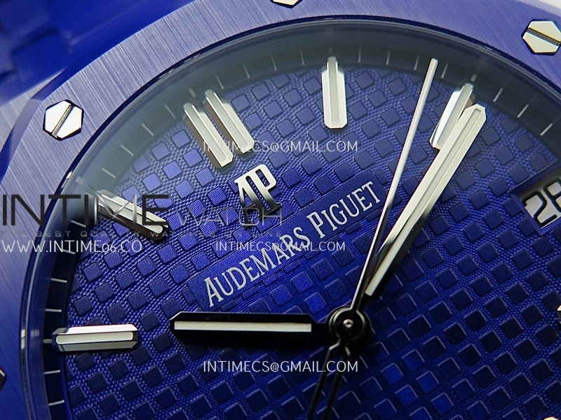 Royal Oak 15500 Blue Ceramic APSF 1:1 Best Edition Vibrant Blue Dial On Blue Ceramic Bracelet SA4302 Super Clone