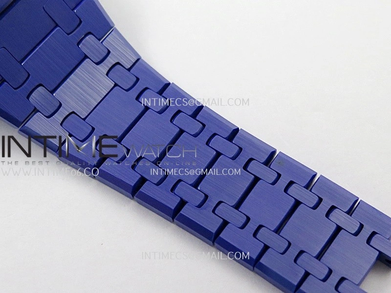 Royal Oak 15500 Blue Ceramic APSF 1:1 Best Edition Vibrant Blue Dial On Blue Ceramic Bracelet SA4302 Super Clone