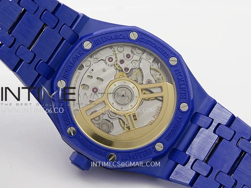 Royal Oak 15500 Blue Ceramic APSF 1:1 Best Edition Vibrant Blue Dial On Blue Ceramic Bracelet SA4302 Super Clone