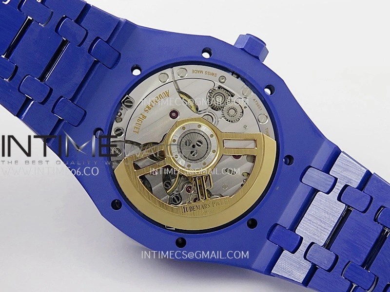 Royal Oak 15500 Blue Ceramic APSF 1:1 Best Edition Vibrant Blue Dial On Blue Ceramic Bracelet SA4302 Super Clone