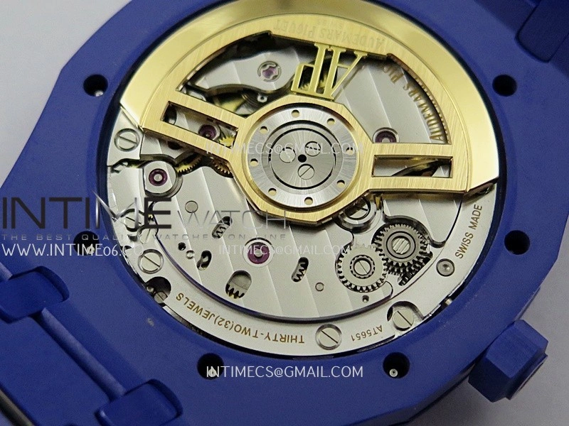 Royal Oak 15500 Blue Ceramic APSF 1:1 Best Edition Vibrant Blue Dial On Blue Ceramic Bracelet SA4302 Super Clone