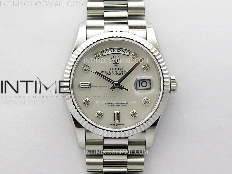 Day Date 36mm Gain Weight SS tungsten APSF 1:1 Best Edition White MOP Dial Diamond Markers on SS President Bracelet A3255