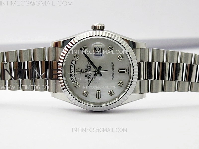 Day Date 36mm Gain Weight SS tungsten APSF 1:1 Best Edition White MOP Dial Diamond Markers on SS President Bracelet A3255