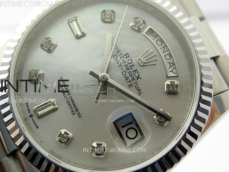 Day Date 36mm Gain Weight SS tungsten APSF 1:1 Best Edition White MOP Dial Diamond Markers on SS President Bracelet A3255