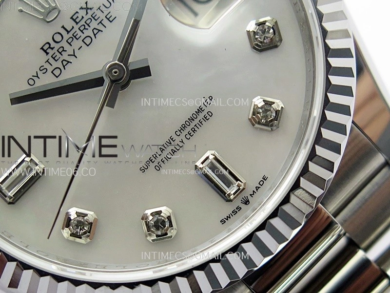 Day Date 36mm Gain Weight SS tungsten APSF 1:1 Best Edition White MOP Dial Diamond Markers on SS President Bracelet A3255