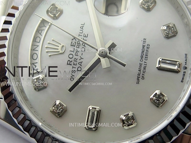 Day Date 36mm Gain Weight SS tungsten APSF 1:1 Best Edition White MOP Dial Diamond Markers on SS President Bracelet A3255