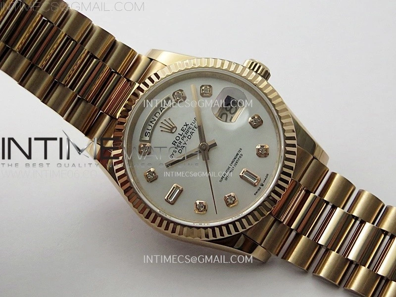 Day Date 36mm Gain Weight RG tungsten APSF 1:1 Best Edition White MOP Dial Diamond Markers on SS President Bracelet A3255