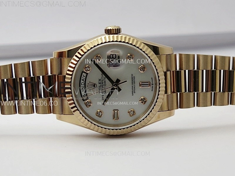 Day Date 36mm Gain Weight RG tungsten APSF 1:1 Best Edition White MOP Dial Diamond Markers on SS President Bracelet A3255