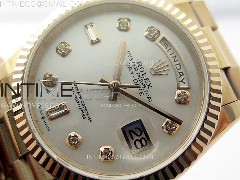 Day Date 36mm Gain Weight RG tungsten APSF 1:1 Best Edition White MOP Dial Diamond Markers on SS President Bracelet A3255