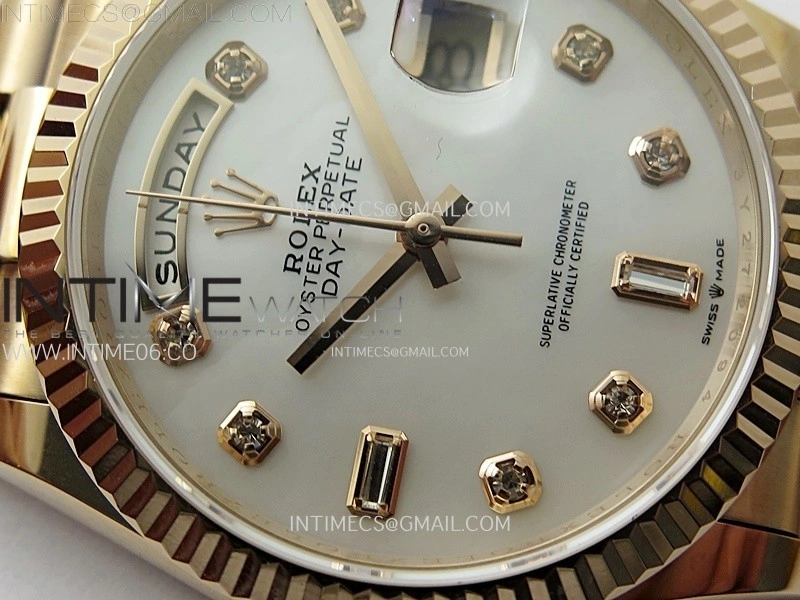 Day Date 36mm Gain Weight RG tungsten APSF 1:1 Best Edition White MOP Dial Diamond Markers on SS President Bracelet A3255