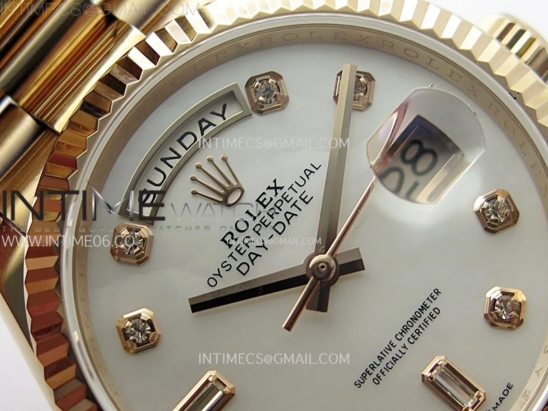 Day Date 36mm Gain Weight RG tungsten APSF 1:1 Best Edition White MOP Dial Diamond Markers on SS President Bracelet A3255