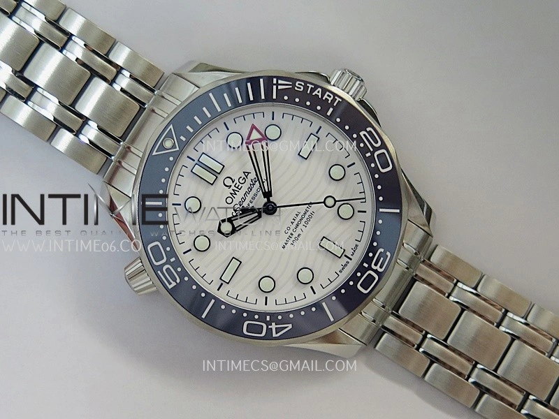 Seamaster Diver 300M Americas Cup SS V4 VSF 1:1 Best Edition White Wave Ceramic Dial On SS Bracelet Super Clone Asian 8800