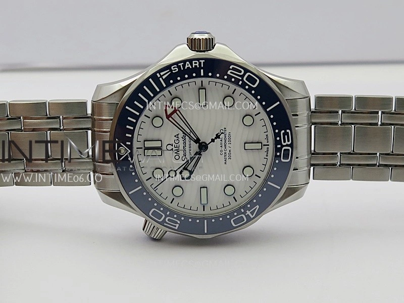Seamaster Diver 300M Americas Cup SS V4 VSF 1:1 Best Edition White Wave Ceramic Dial On SS Bracelet Super Clone Asian 8800