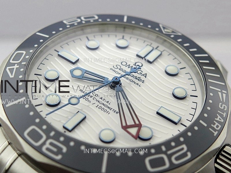 Seamaster Diver 300M Americas Cup SS V4 VSF 1:1 Best Edition White Wave Ceramic Dial On SS Bracelet Super Clone Asian 8800
