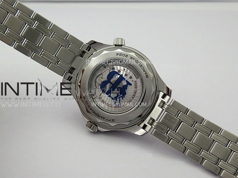 Seamaster Diver 300M Americas Cup SS V4 VSF 1:1 Best Edition White Wave Ceramic Dial On SS Bracelet Super Clone Asian 8800
