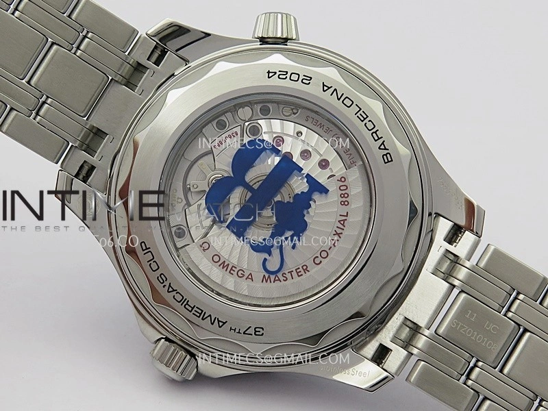Seamaster Diver 300M Americas Cup SS V4 VSF 1:1 Best Edition White Wave Ceramic Dial On SS Bracelet Super Clone Asian 8800