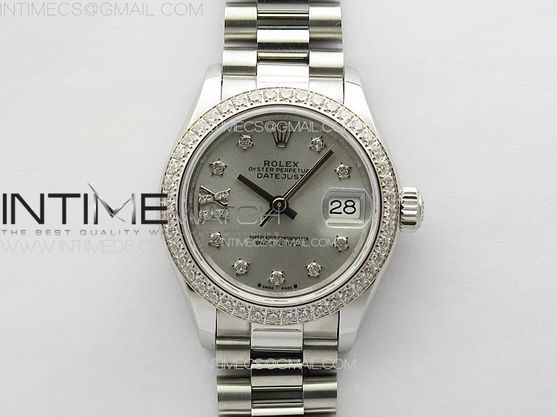 Datejust 28mm 279179 SS Crystals APSF Best Edition Silver Dial Stars Crystals Markers on SS President Bracelet NH05